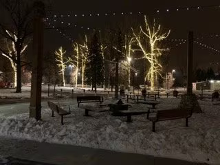 Winter park at night